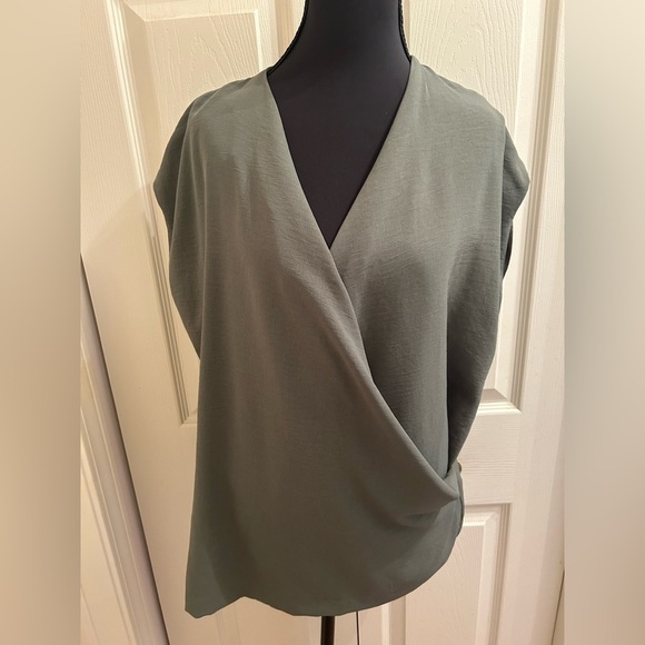 Zara Army Green Wrap Blouse, Size XL - Picture 6 of 7